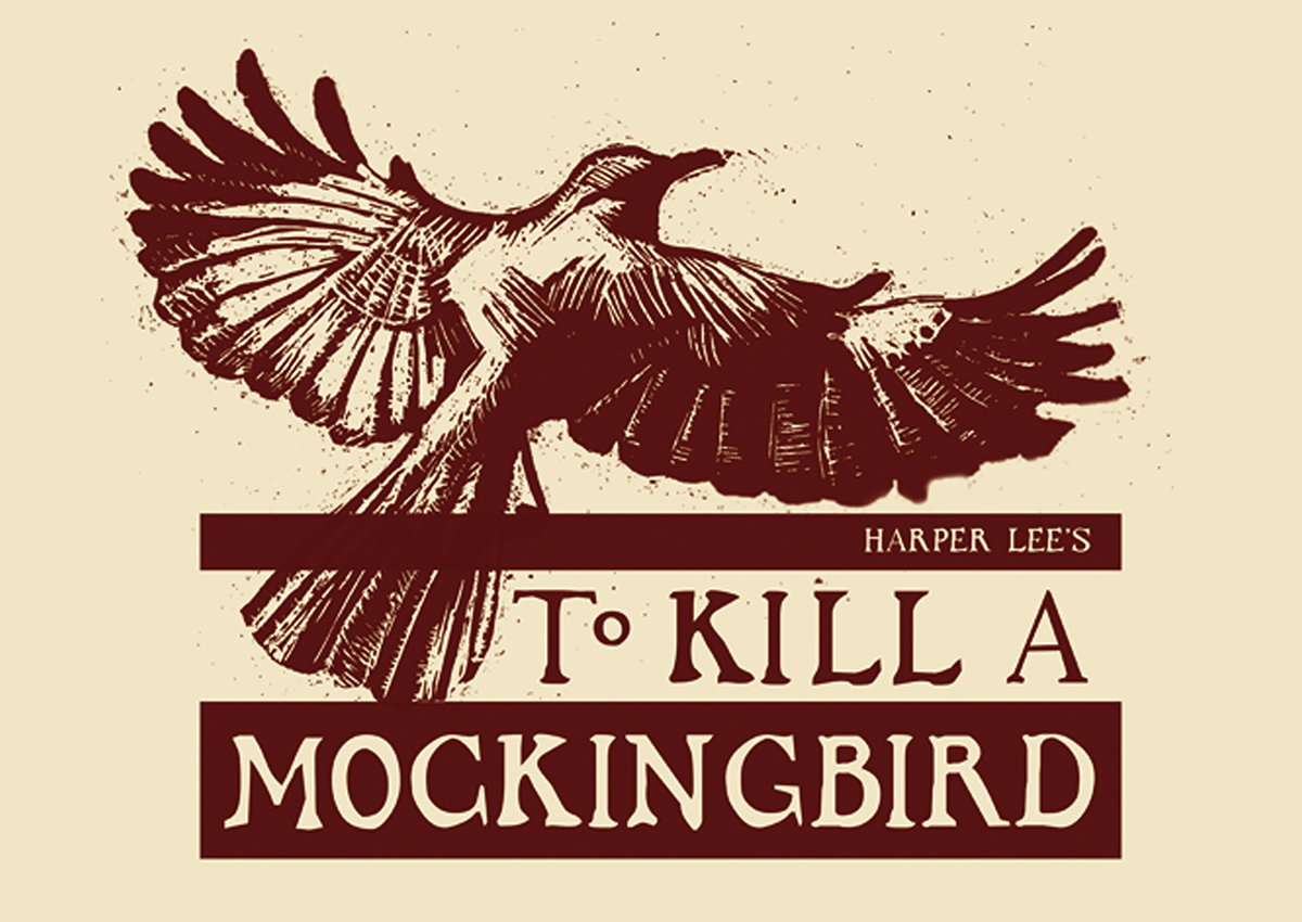 linocut poster Theatre mockingbird