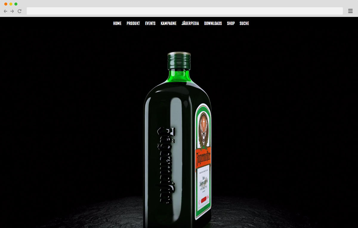 Jagermeister 3D productdesign Webdesign Webspecial mobile