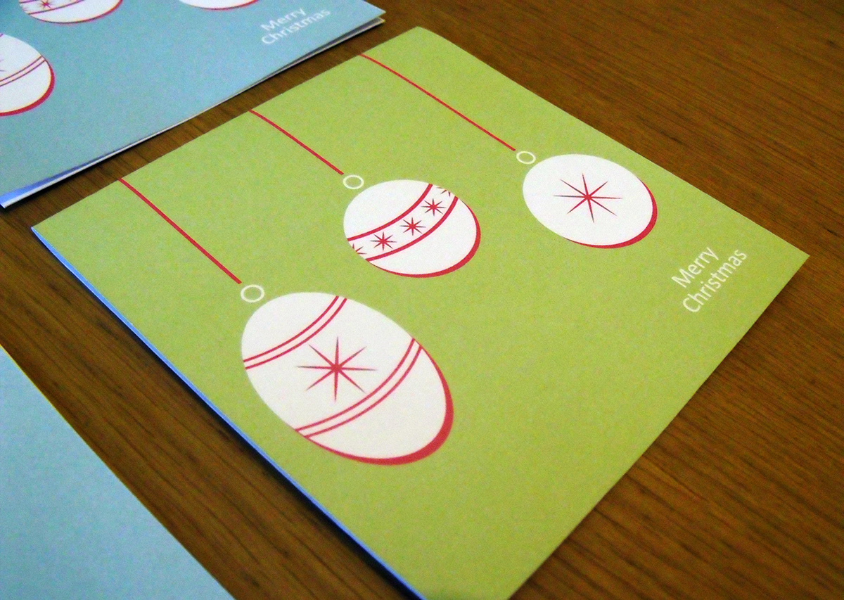 Christmas xmas cards tags baubles card design blue green wreath gift