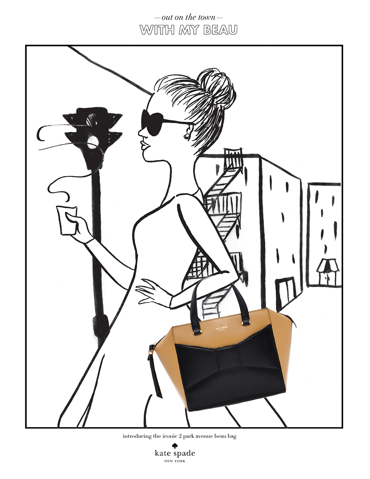 Kate Spade New York Magazine Ad Fashion Ad Beau bow Perspective KSNY sketch Composite