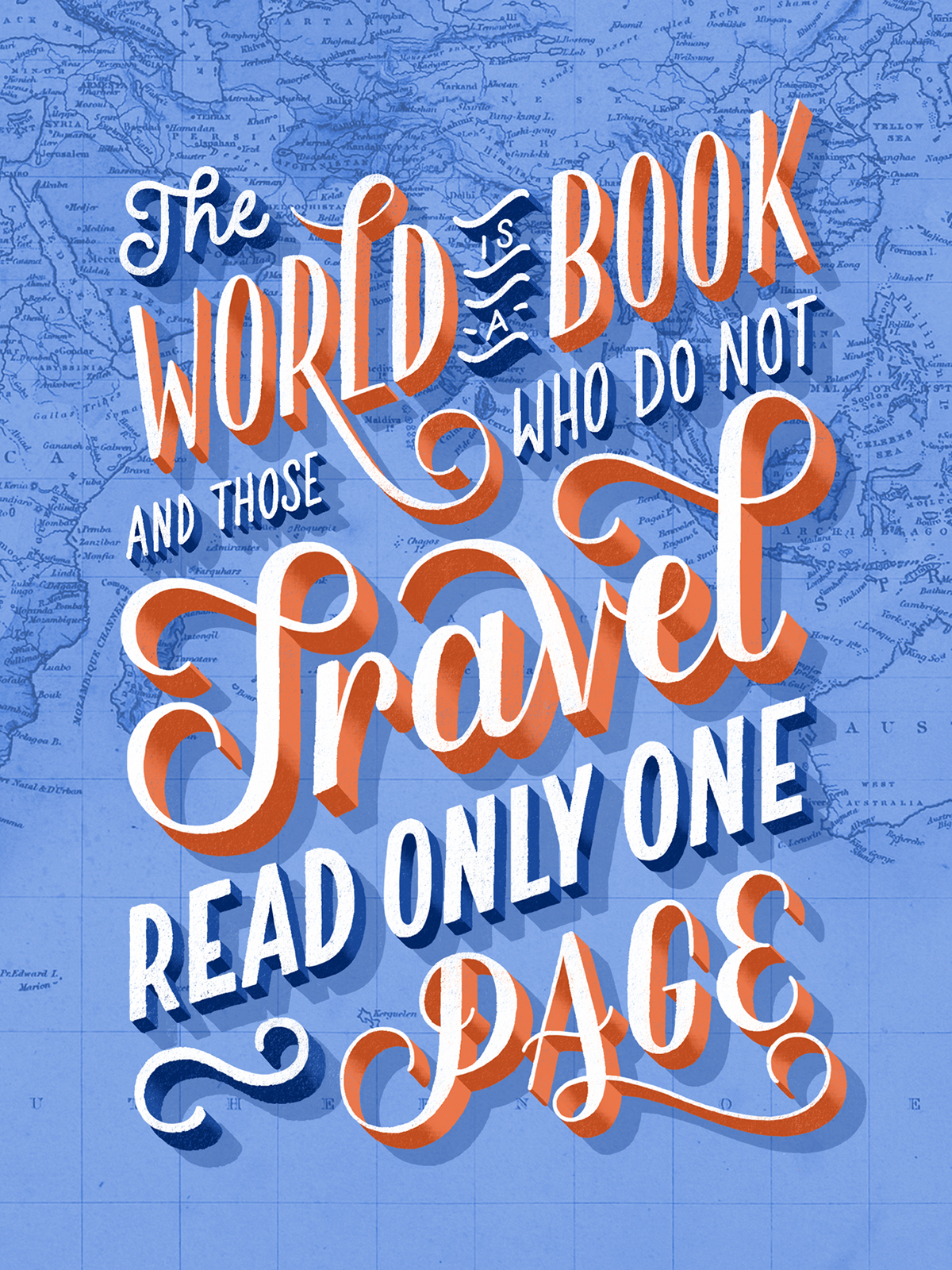 lettering HAND LETTERING Travel wanderlust posters 3D traveling map Geography letters