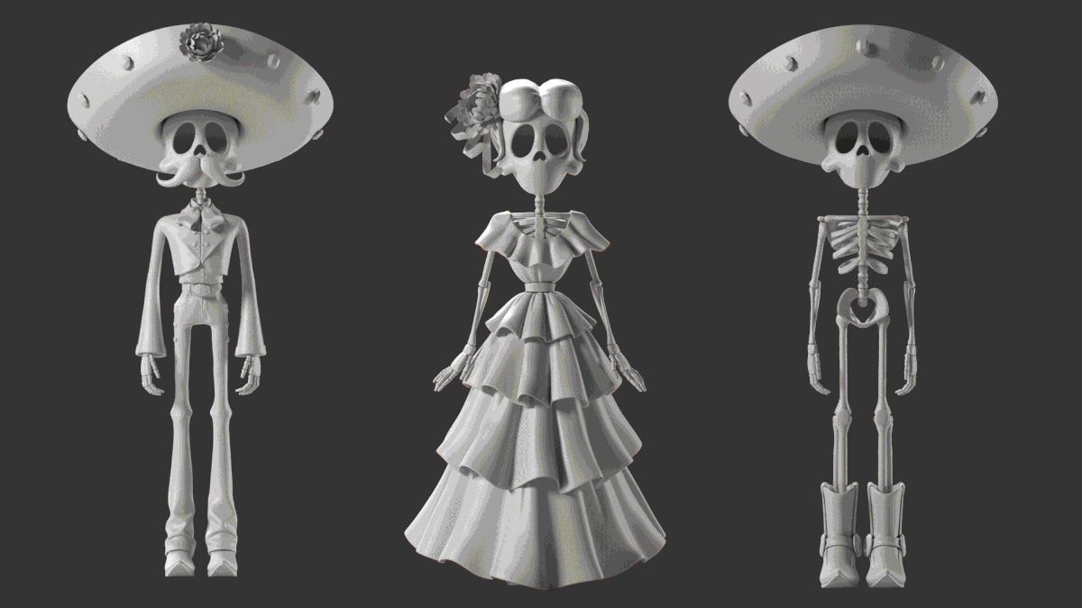 3d animation CG Characters Practical Set Cg animation V-ray skull Maya Halloween clay animation