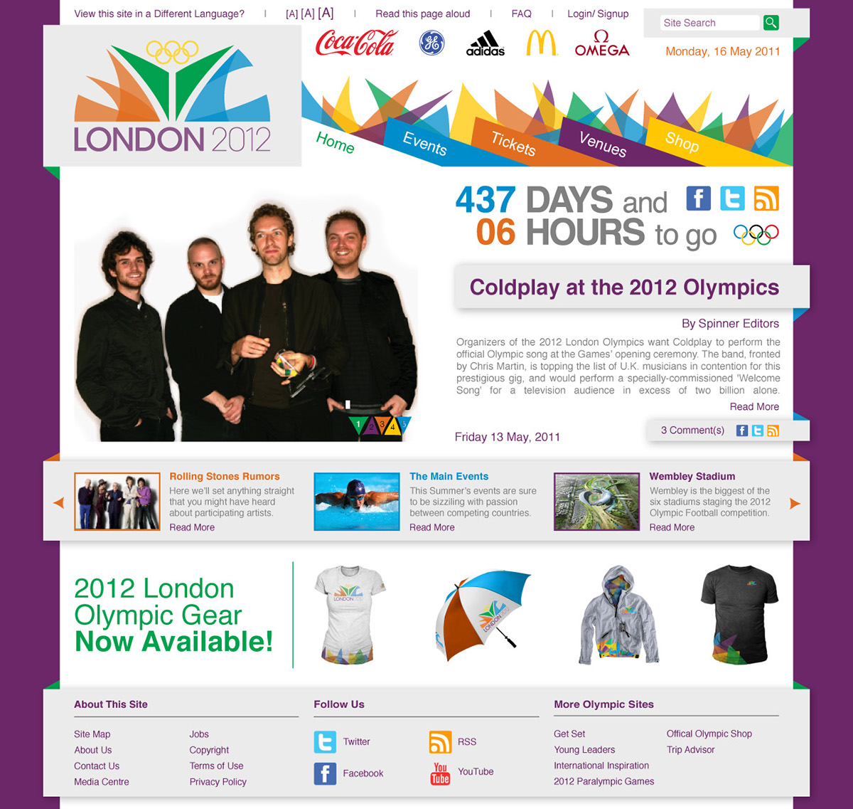 Olympics color vibrant Web UI ux grid London content mock up