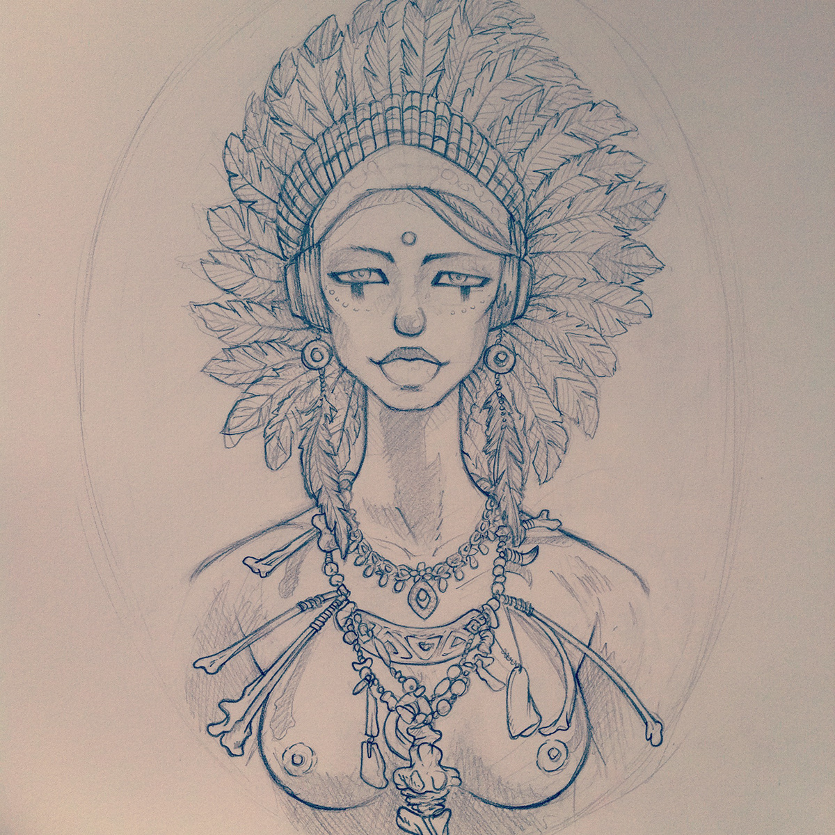 art artwork tshirt design newyork divine woman multicultural culture indian asian american elizabethan headpiece
