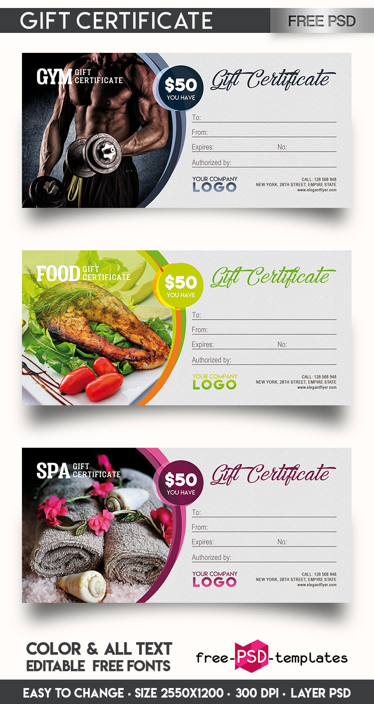 Free Gift Certificate IN PSD on Behance For Restaurant Gift Certificate Template