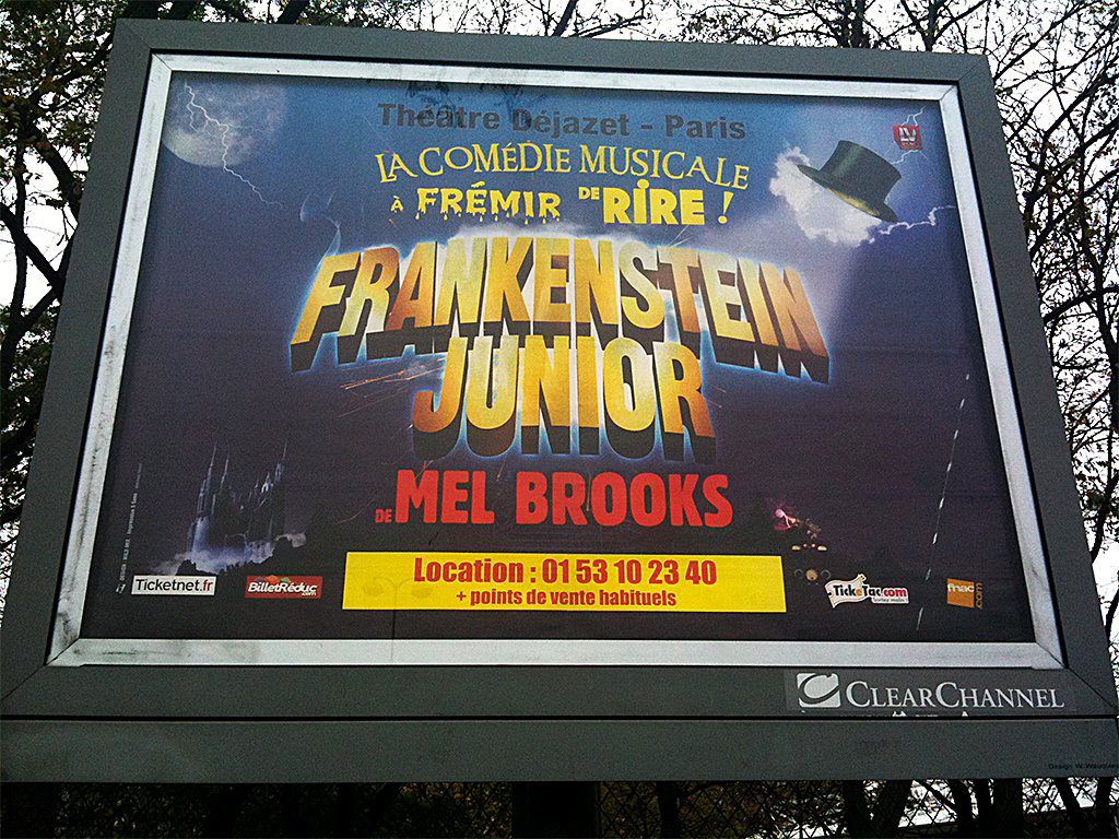 frankenstein Comédie musicale Paris Theatre Show poster mel brooks fnac musicals ad advertise wildmix blue fantasy decaux