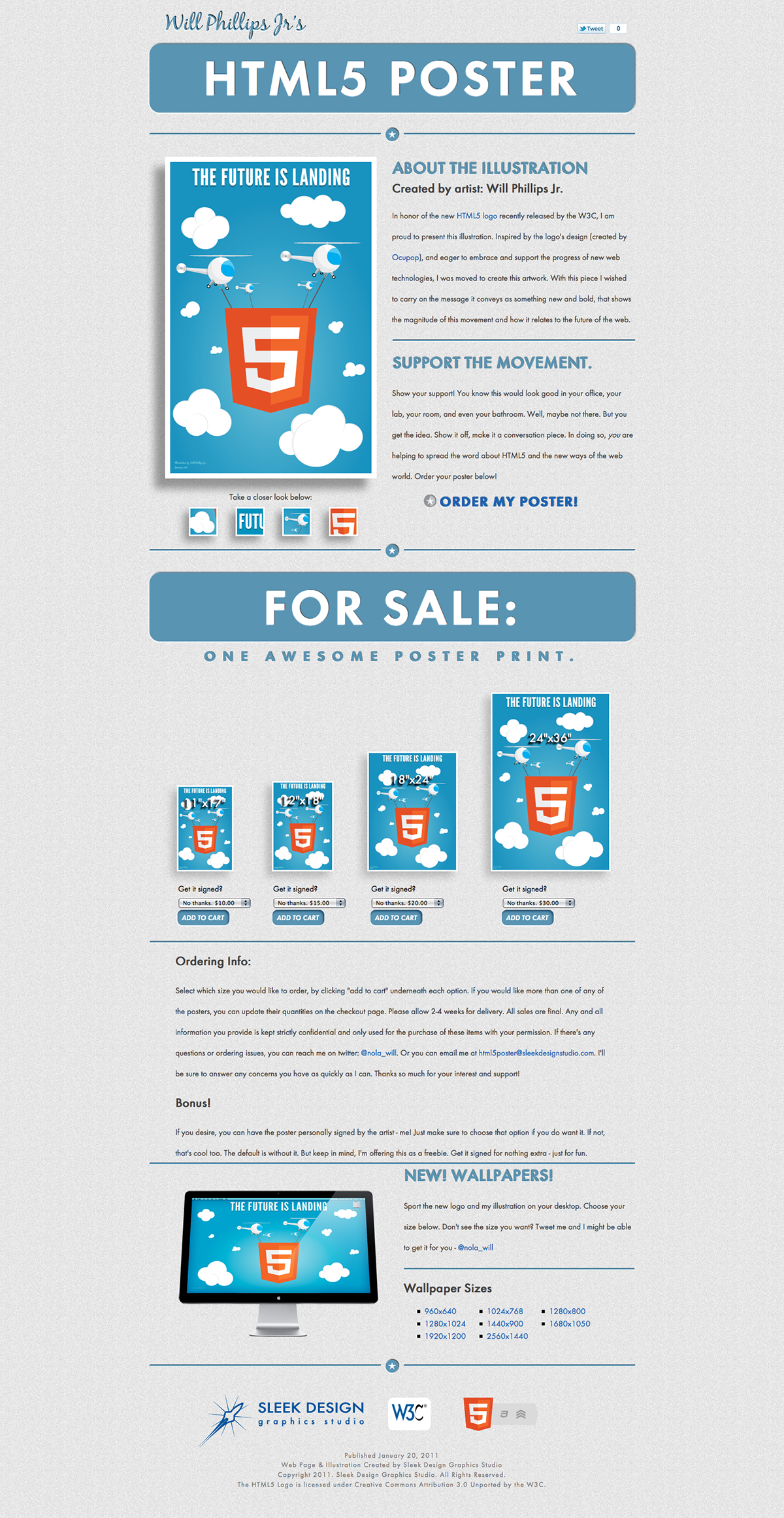 html5 poster art Illustrator graphic art graphics helicopter future clouds html5 logo w3c Sleek Design Will Phillips Jr