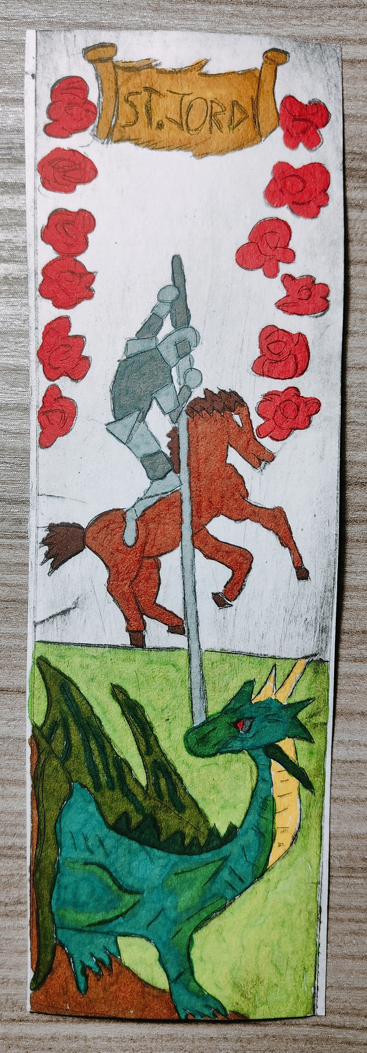 Drawing  stamping bookmarker color st george's day