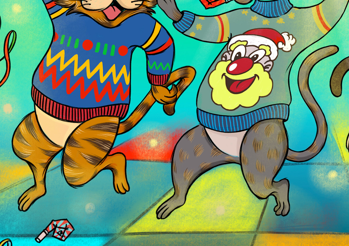 christmas illustration ecards squirrel Carolers raindeer wacom Cintiq