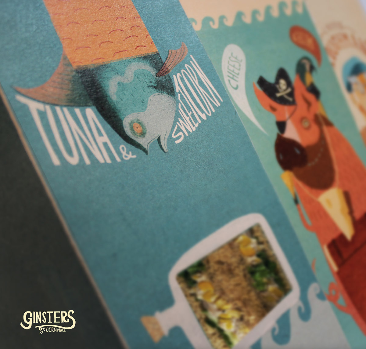 characters pig tuna Sandwiches box design Illustrative ginsters cornwall