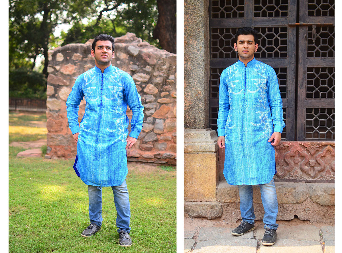 hindi indian Ethnic Wear heritage Clothing kurta men's wear digital prints