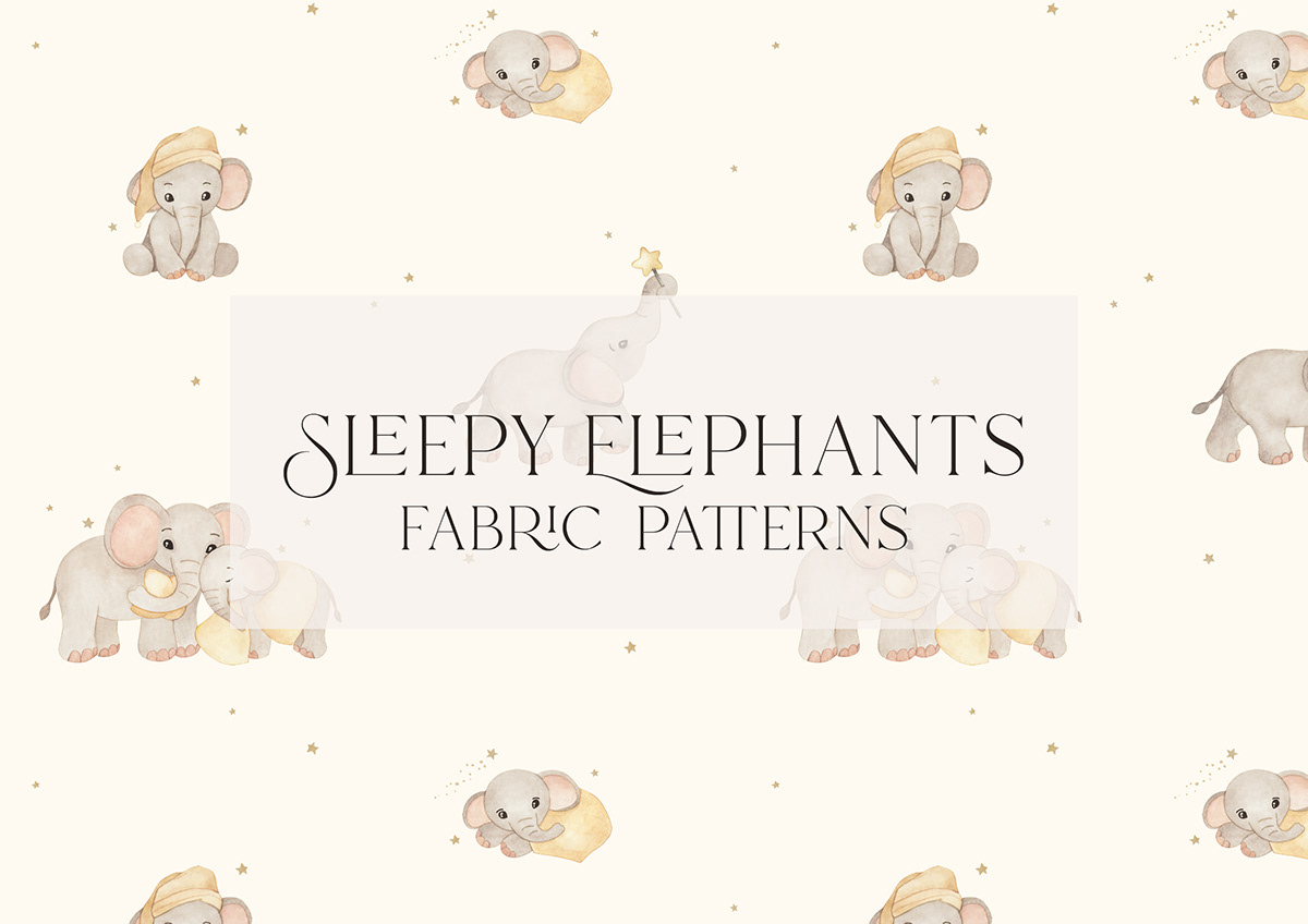 baby elephant textile surface design watercolor kids illustration wall art kidswear children illustration