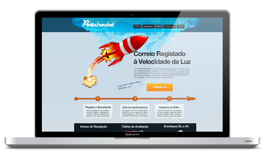 Webdesign app UI PostalRocket