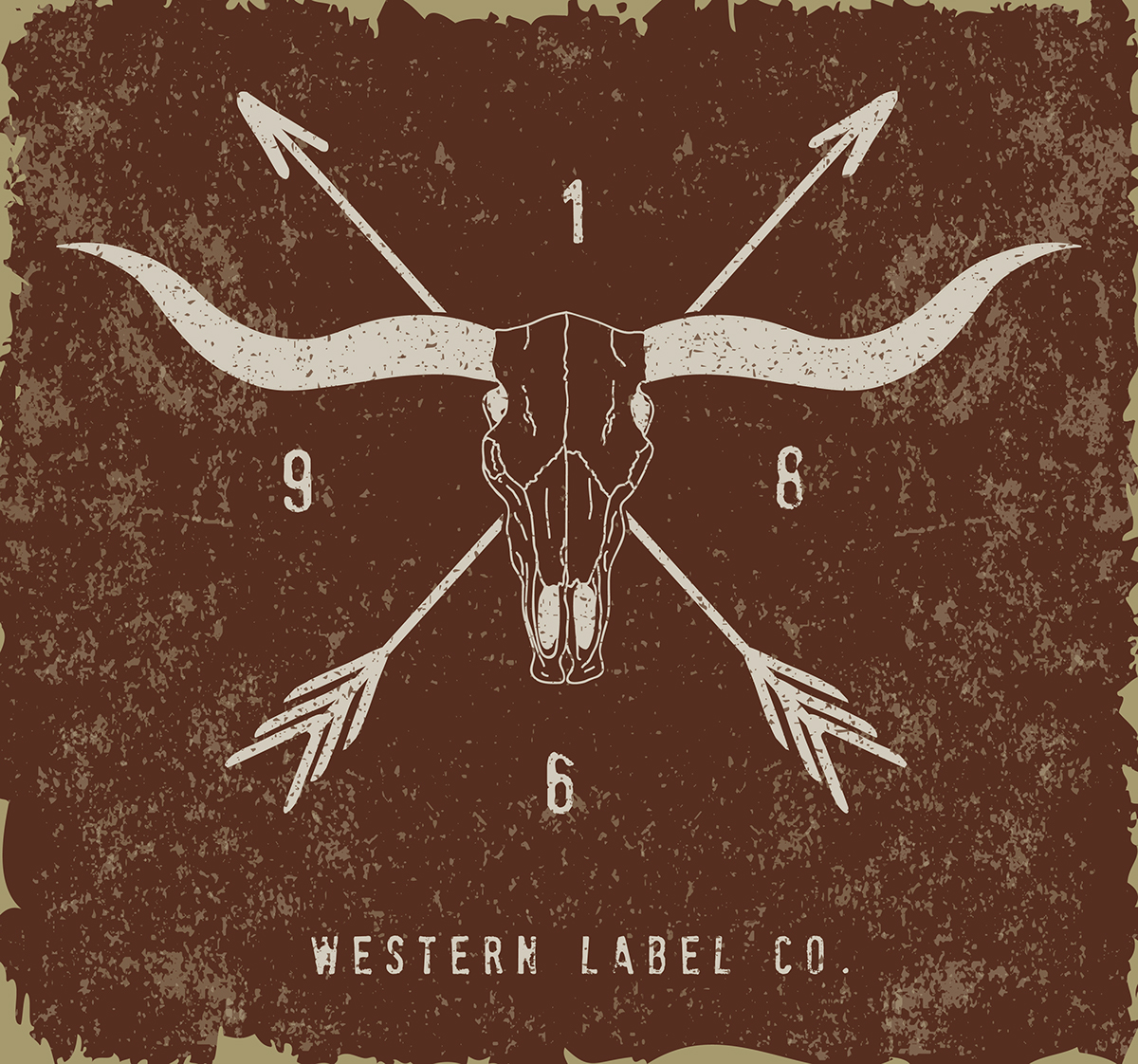 western vintage Label american redrocks Colorado texas Native cow cowboy rodeo