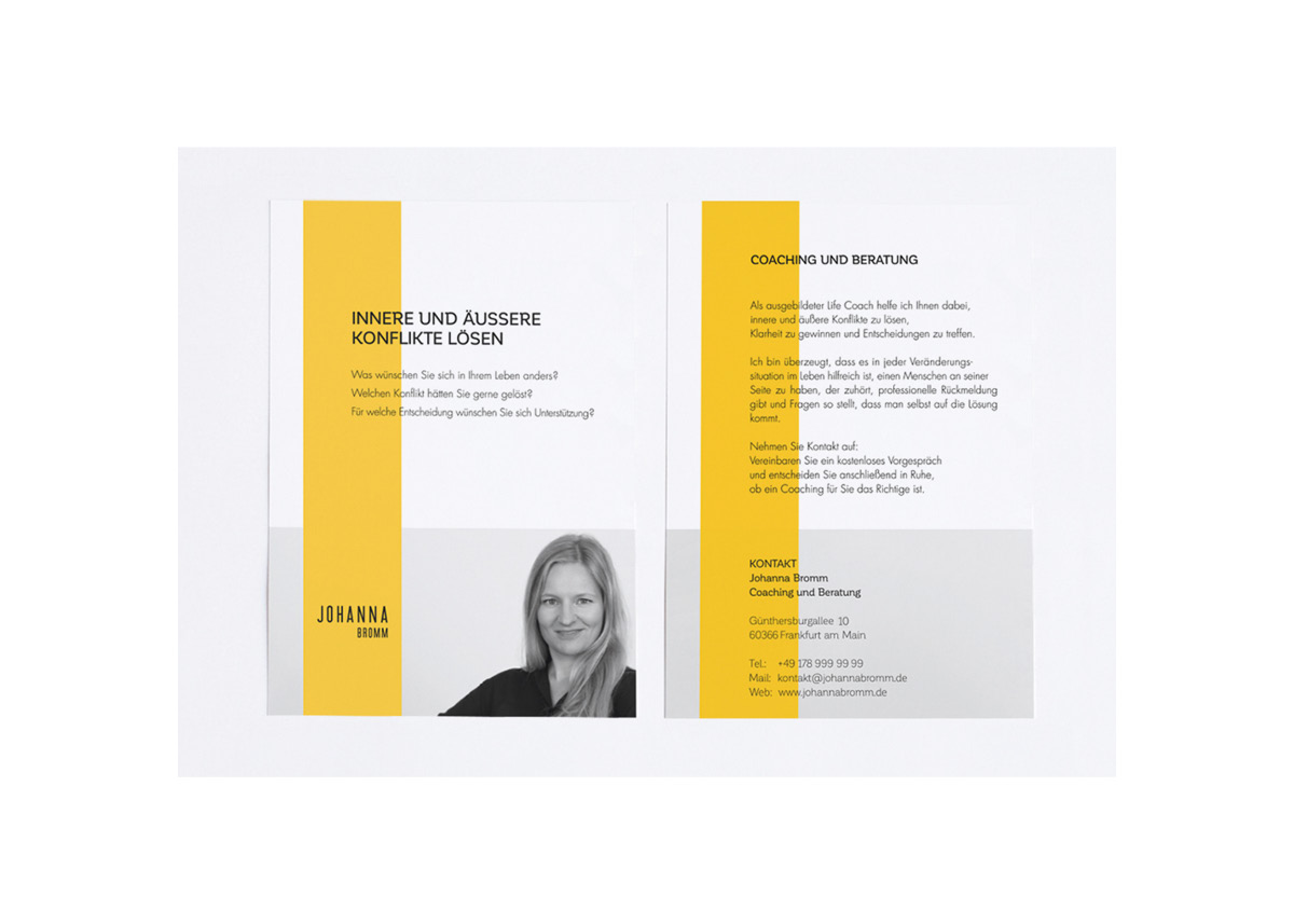 Corporate Design Business Cards Website Perspective Printfinishing yellow foil life coach logo flyer letterhead stationary