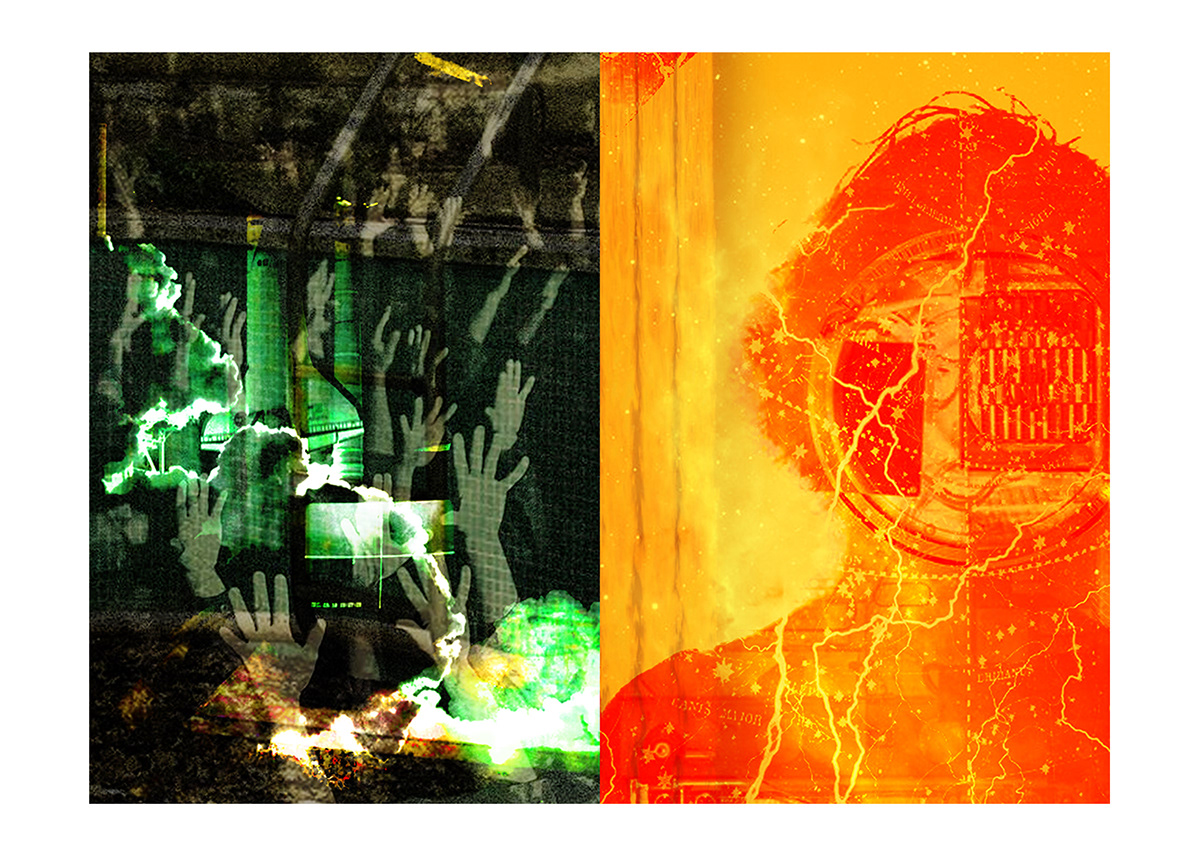 collage Digital Art  juxtaposition narrative noir vintage