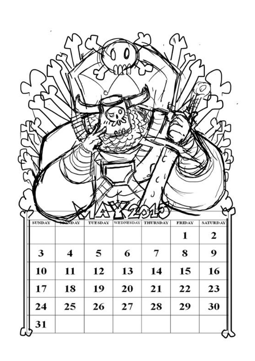 skull skall calendar happynewyear happy buboo Buboofriend throne Sword paint digitalpainting May photoshop