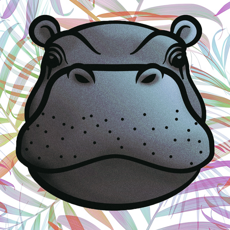 hippo Hippopotamus animal color rainbow logo Fashion 