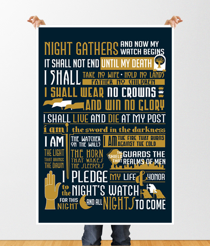 Game of Thrones night's watch poster shirt Threadless shirt design geekery typography poster