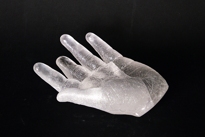 glass body hand casting distortion fingers