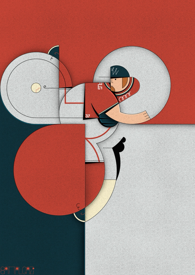 abstract art deco baseball cubism geometric sports