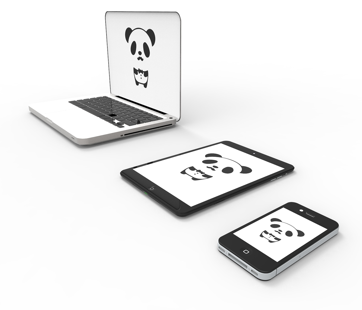 stationary Panda  logo Logo Design Icon Render cub business card usb cup Mug  3D