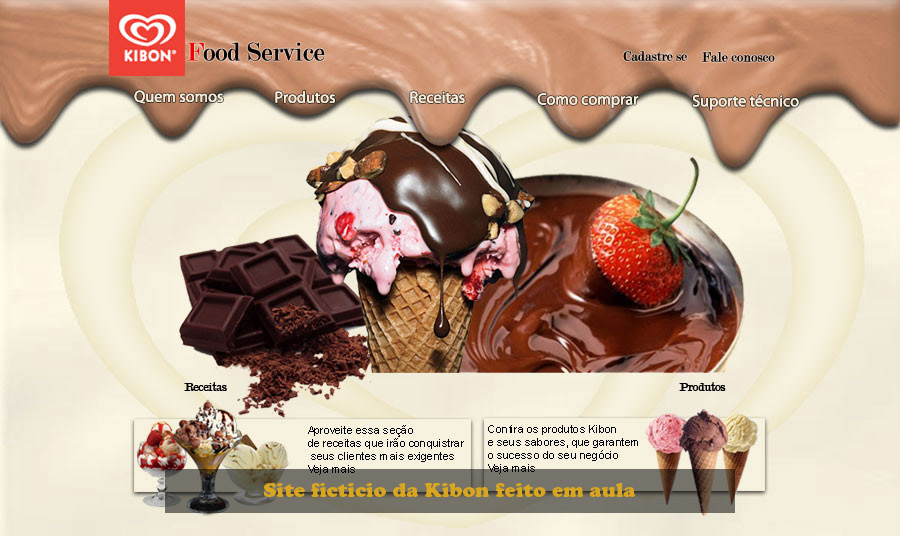 kibon sorvete projeto Food  senac site Web Layout web site designer