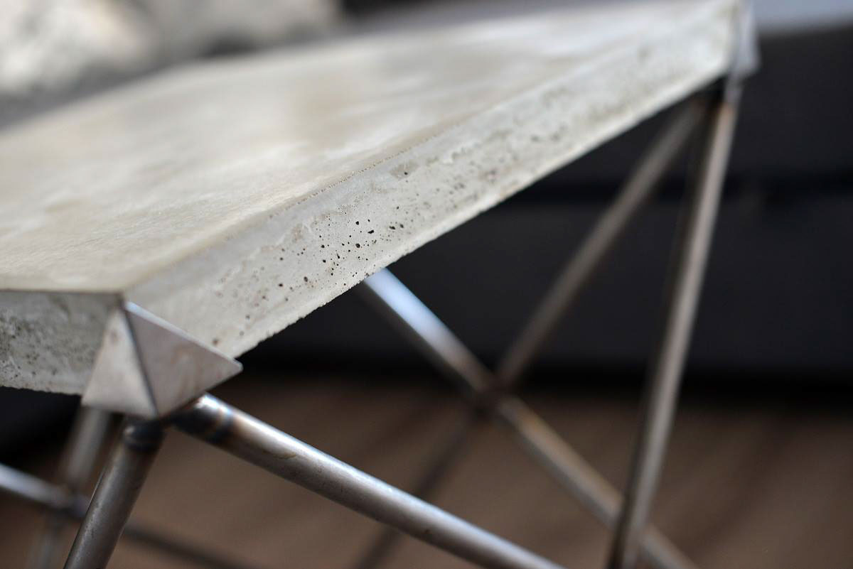 table coffee table wood oak wood concrete architectural concrete metal change tops