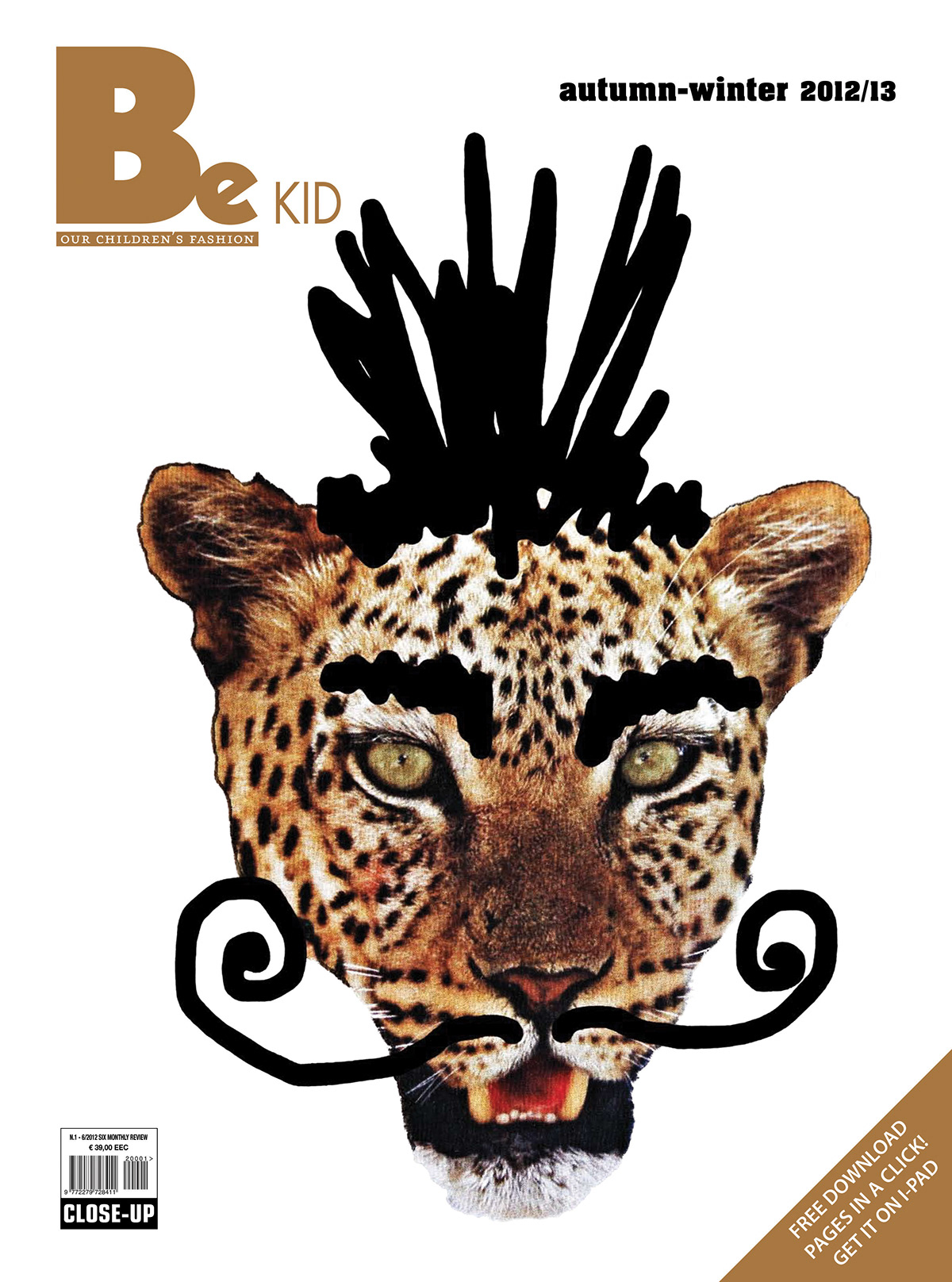 kidswear Childrenswear fashion magazine cover ILLUSTRATION  kids children editorial magazine leopard BE KID mustache baby