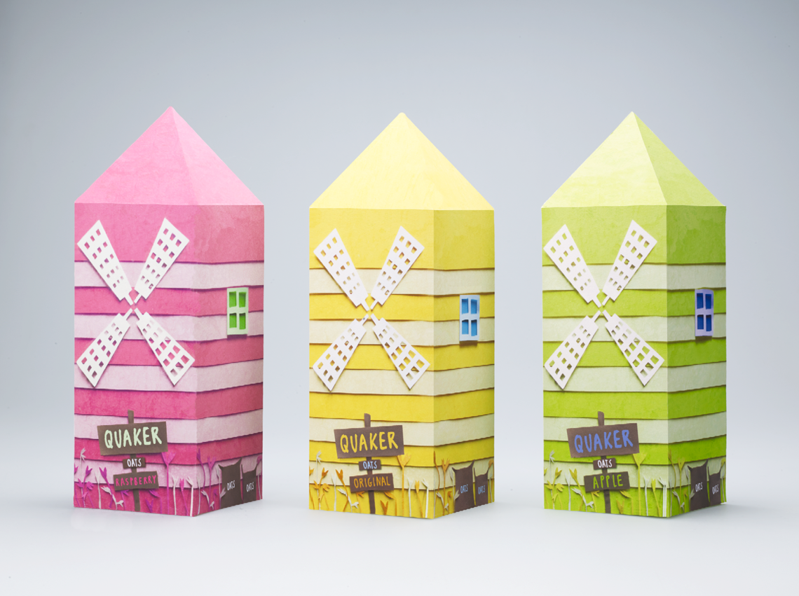 papercraft quakeroats design art pointofsale p.o.s packdesign Food  illustrating DesignBridge dogsbollocks windmill