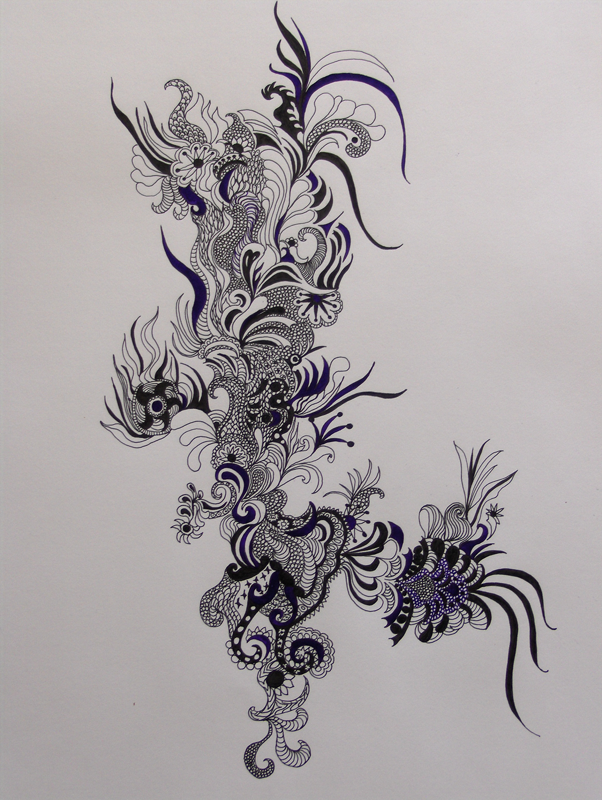 abstract ink Flowers tattoo free hand Original