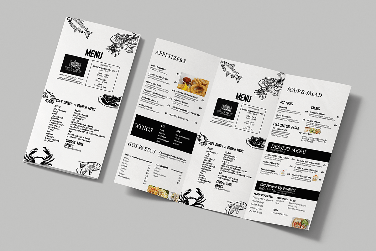 menu design 3 fold menu Food  menu mockup restaurant menu food menu food menu flyer menus Menu Card 3 Fold Brochure Design