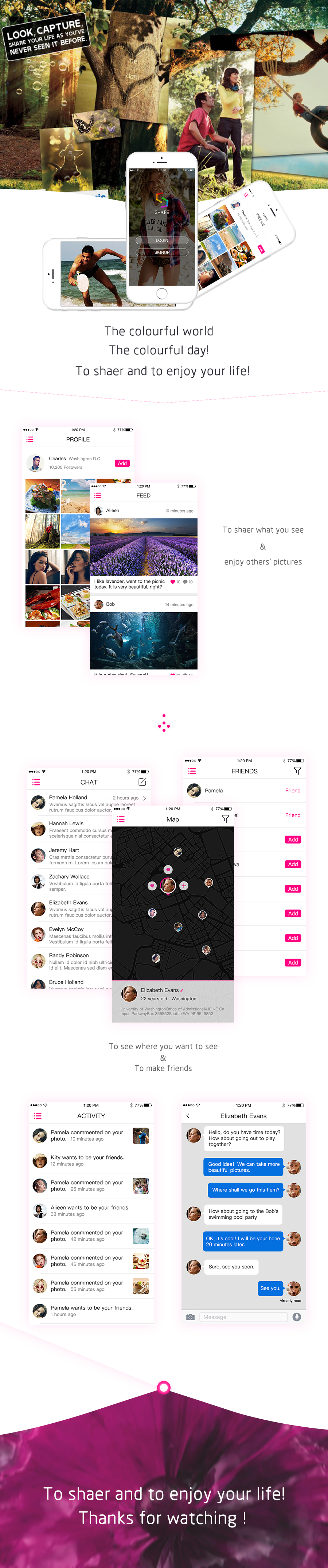 GUI UI app social contact interface design Interface design life