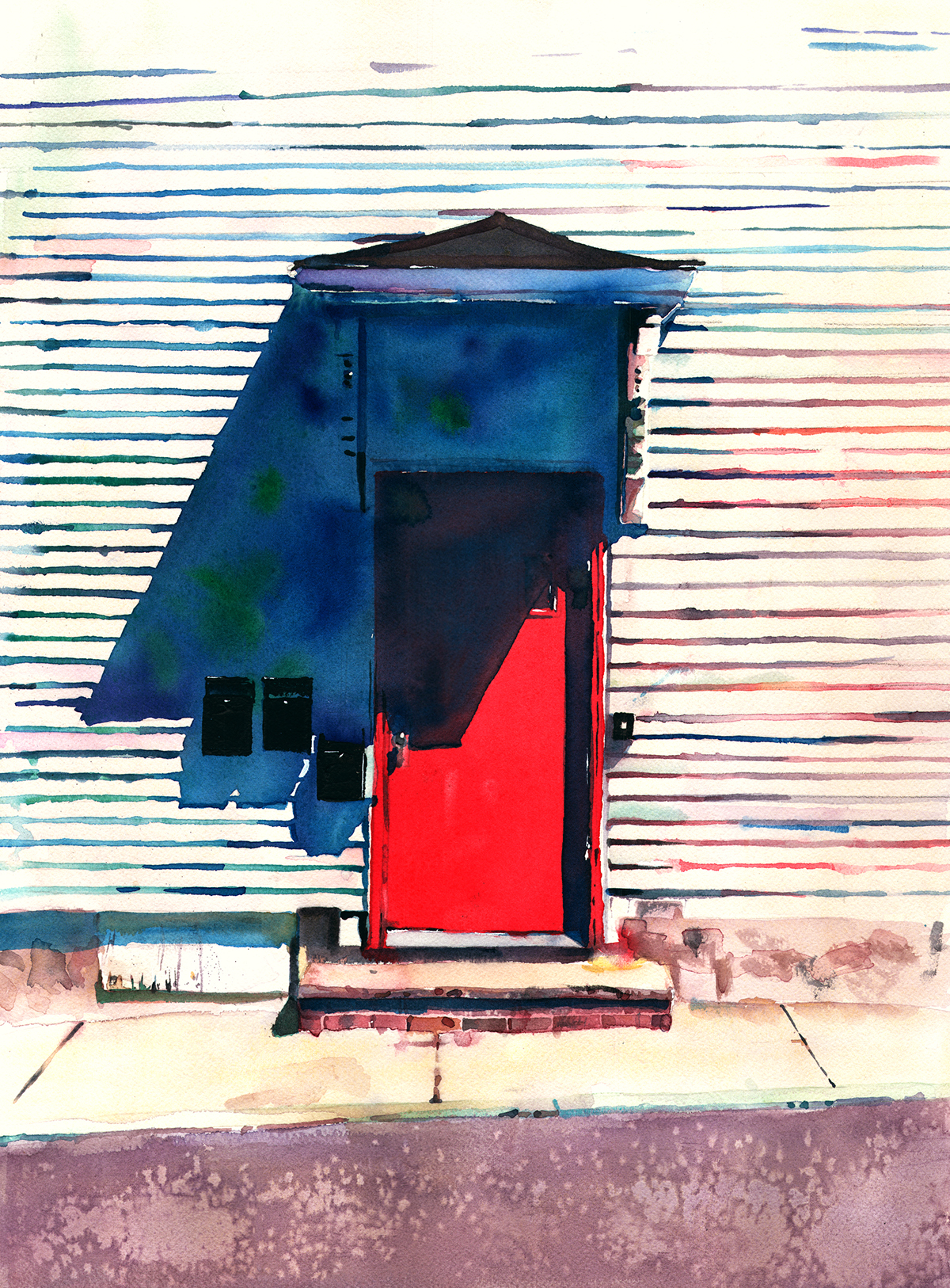 watercolor Landscape painting   FINEART architecture colorful abstract Doors literature surreal