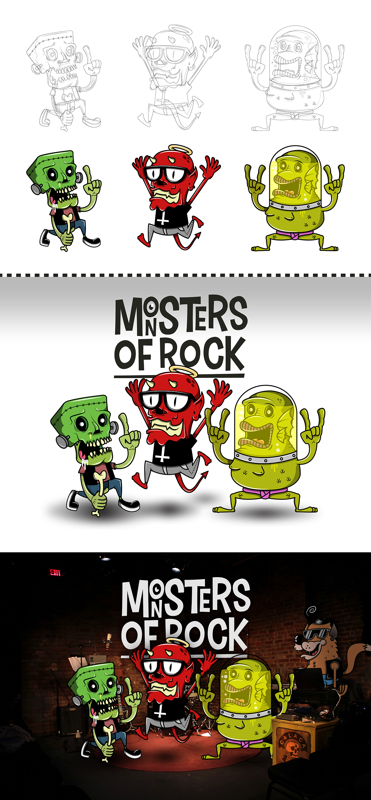 monters rock calaca c4laca devil frankenstein Monstruos adobe Illustrator photoshop quito Ecuador UiO