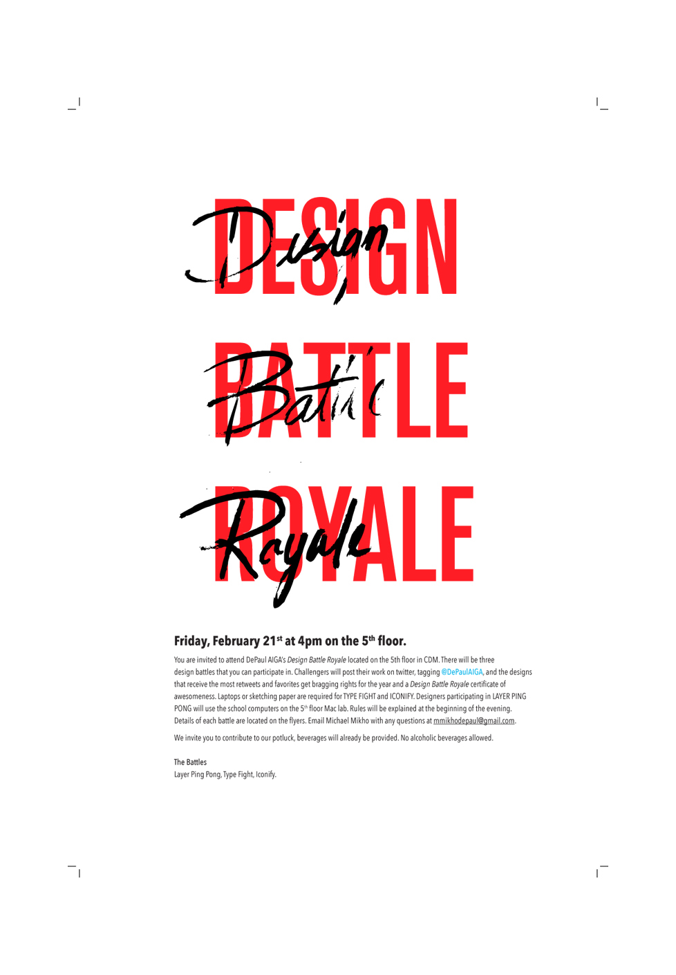 aiga depaul red HAND LETTERING FABER CASTELL poster flyer certificate award akzidenze challange