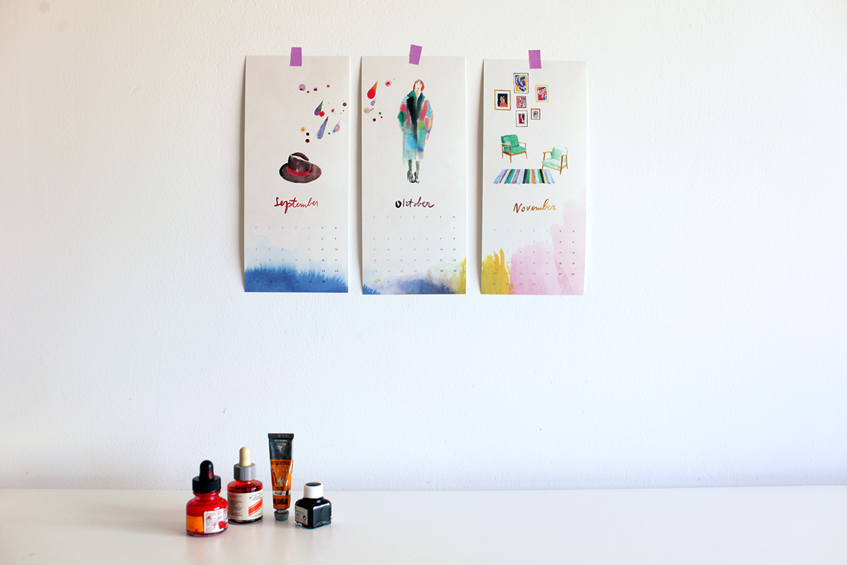 ILLUSTRATION  fashionillustration watercolors fashionsketch calendar colorful botanical Handlettering