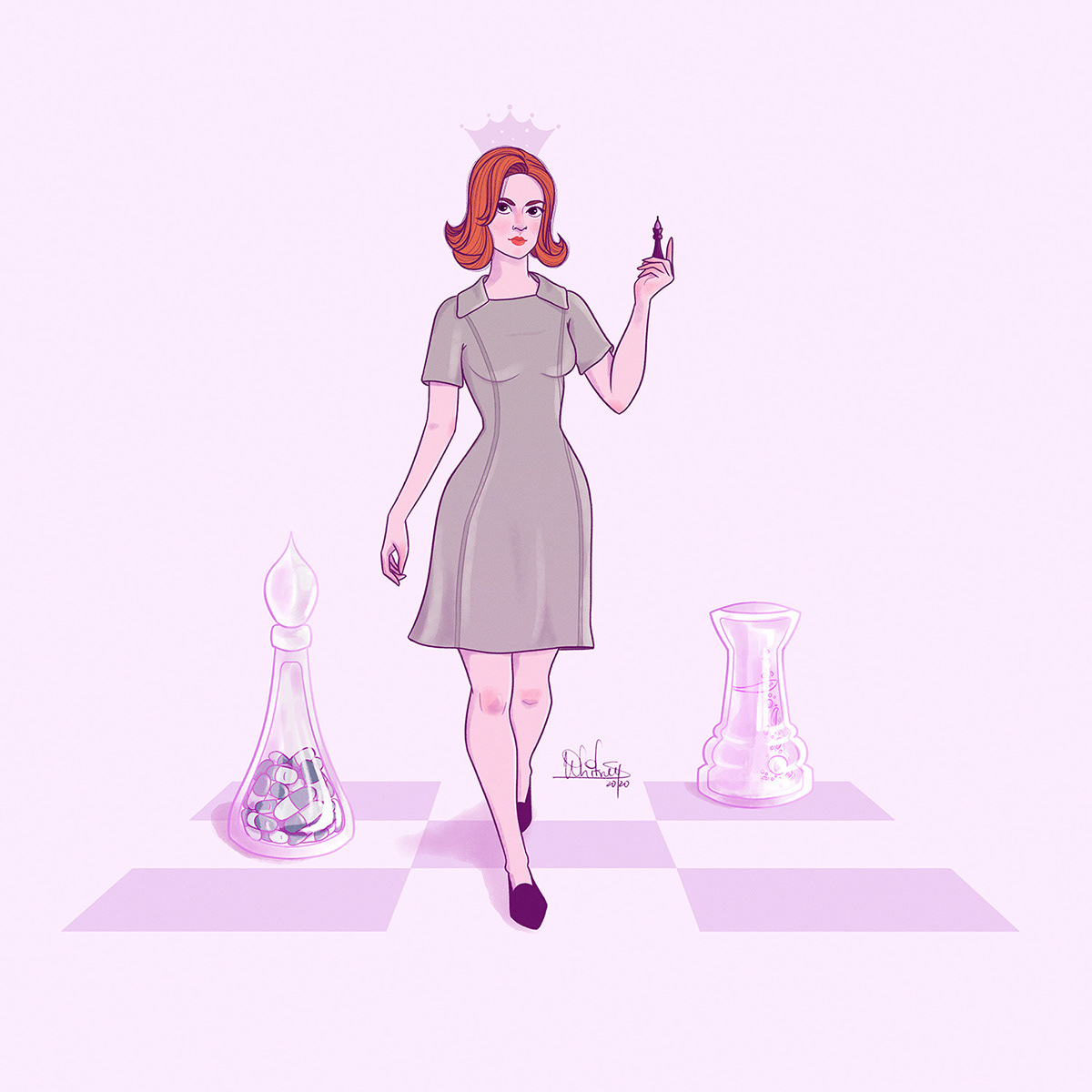 art direction  Beth Harmon character illustration chess Netflix Netflix series queen The Queen's Gambit Visual Development