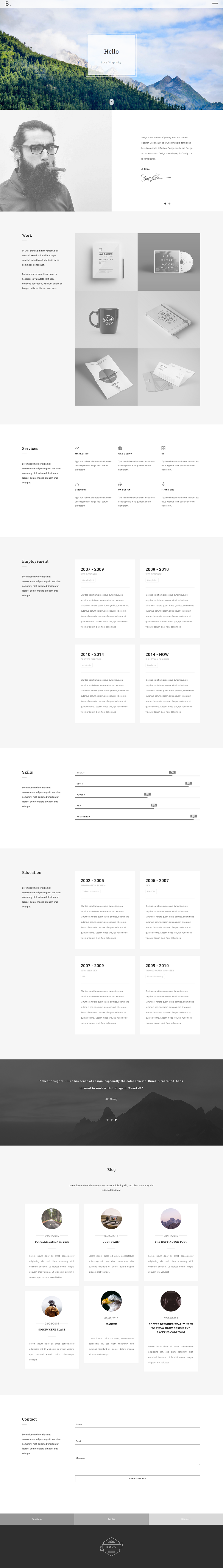 HTML free personal web portfolio Responsive template simple clean bootstrap free resource Resume