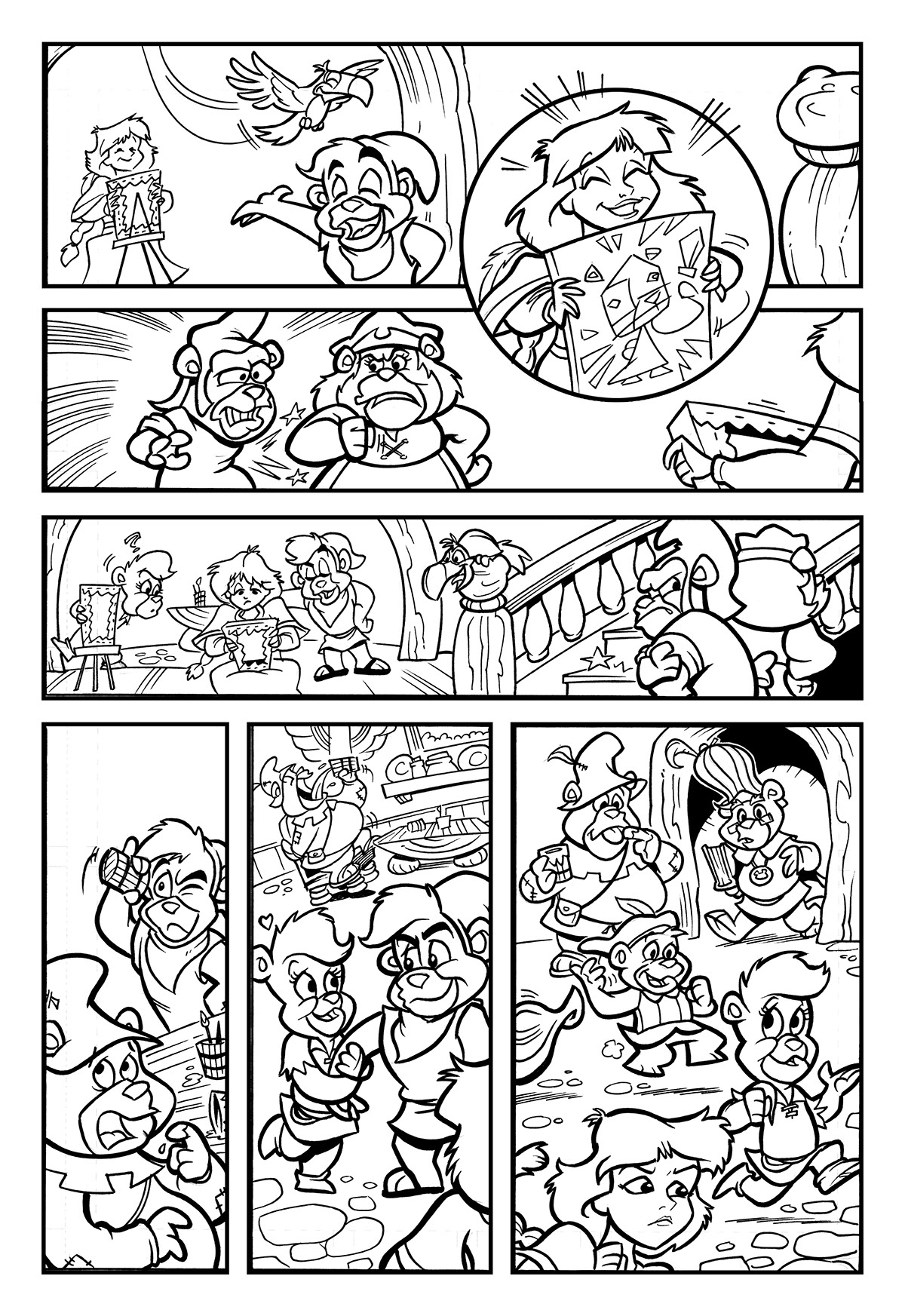 comic art  penciling  Inking  license characters  Disney pixar Sequential Art