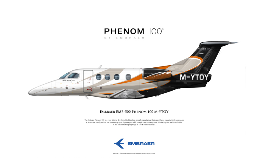 aviation commercial Jet Aircraft Phenom plane Advertising 