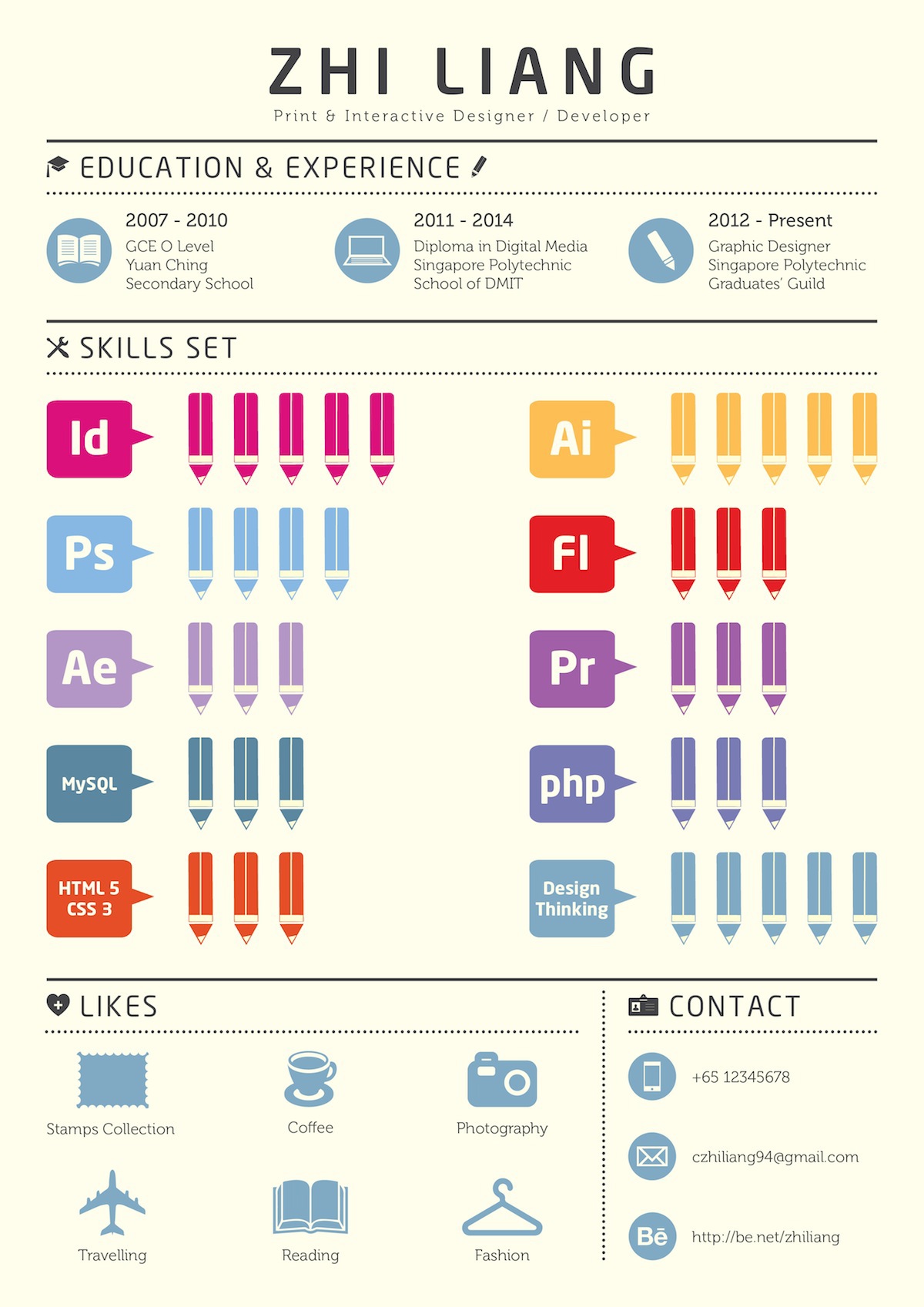 Resume CV portfolio infographic pencils infographic resume self branding Self Promotion Graphic Designer