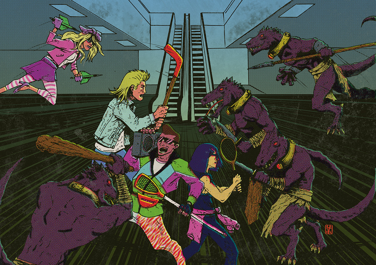 ILLUSTRATION  fantasy monsters aliens Retro 1980s kobolds battle d20 Role Playing Game