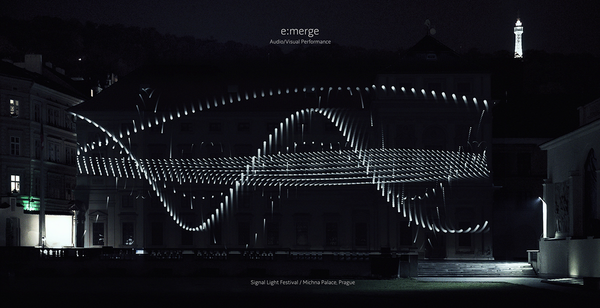 Adobe Portfolio emerge Emergence 3D Mapping anaglyph signal light festival prague michna palace nerdworking ah! kosmos Can Buyukberber audio visual performance Media Art