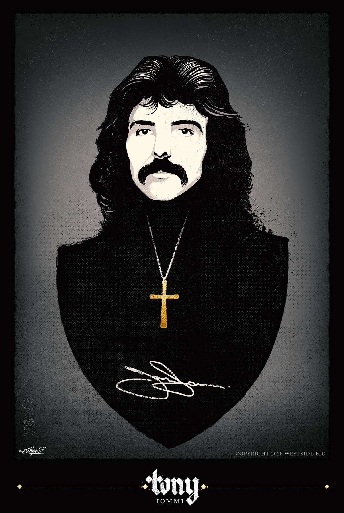 bench birmingham black sabbath heavy metal metal music ozzy osbourne portrait rock Shepard Fairey Tony Iommi