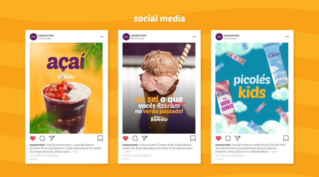 Advertising  design gráfico Gelato marketing   Social media post Socialmedia sorvete