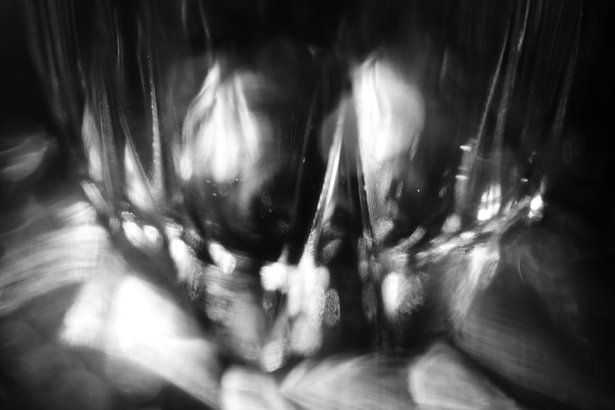 glass art abstract still life dark black & white photo