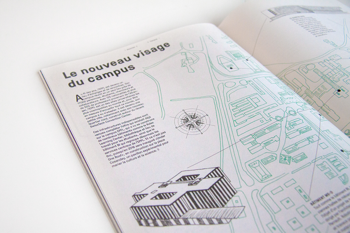 magazine Layout alumni cover design infographics Infographie epfl drawings map