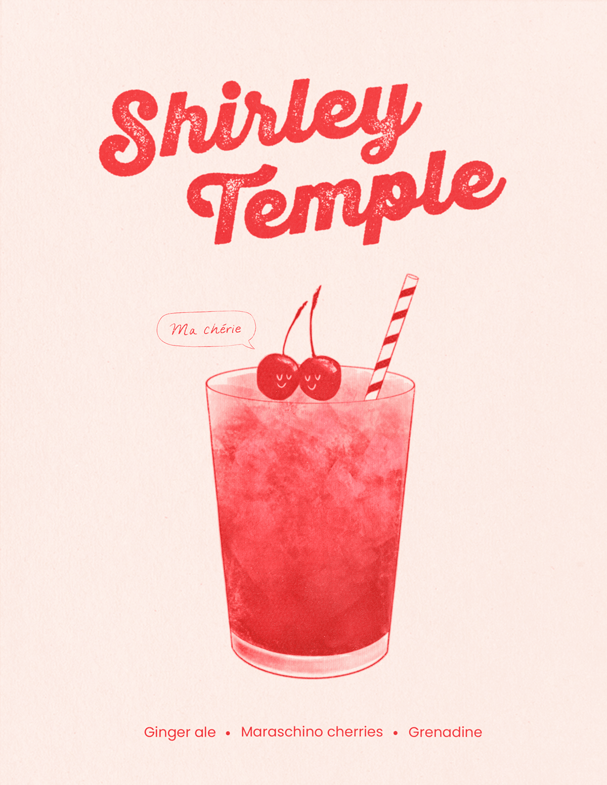 Cherries design digital illustration drink illustration drink poster ILLUSTRATION  Poster Design Procreate shirley temple wall decor
