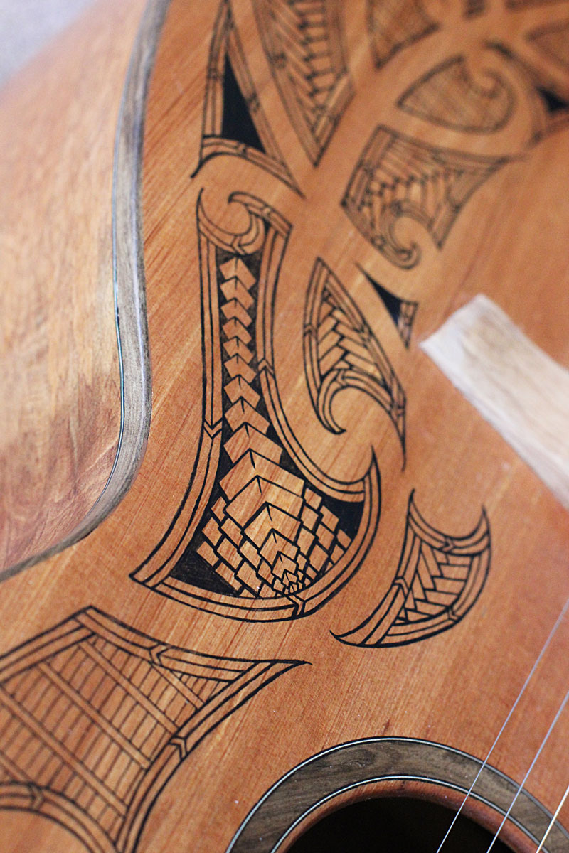 guitar handmade maori personalised custom made koru logo cultural